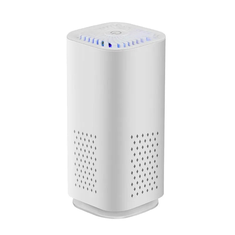 Mini USB air purifier in white or black for cars and small rooms under 10 square metres