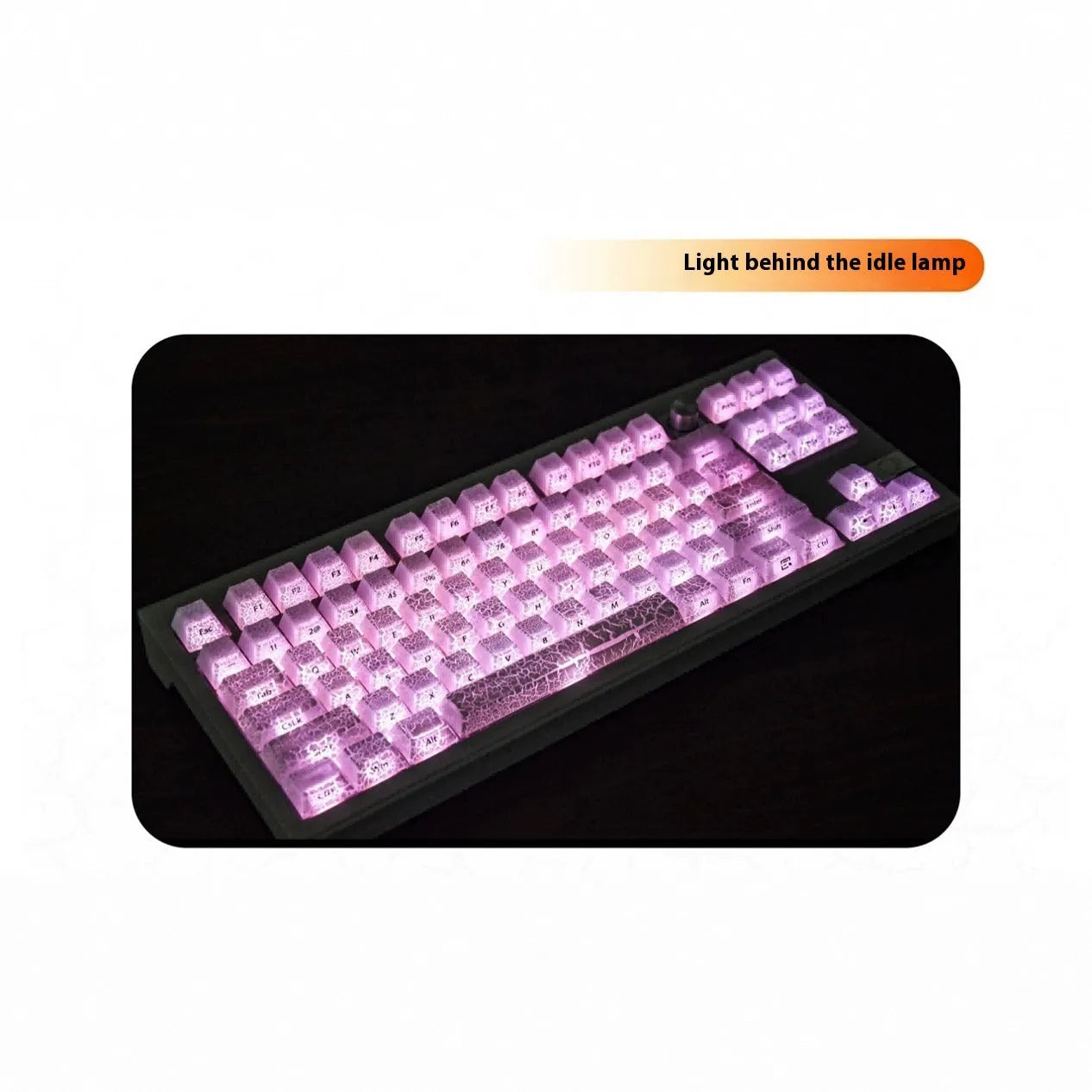 White double-stitched transparent PC keycap set for Qingying mechanical keyboards on a white background.