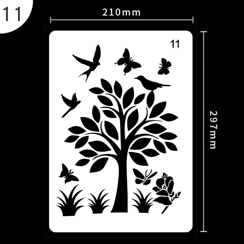 White plastic drawing stencil set with 12 reusable templates for sketching and tracing projects