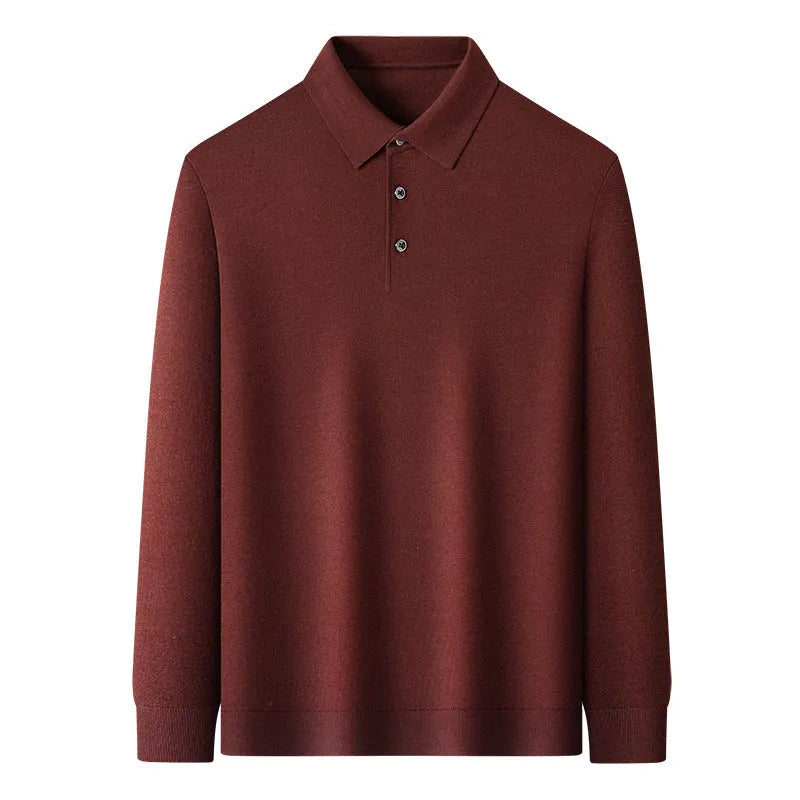 Men's fine pure wool knit pullover sweater, mid-length 65cm, long sleeve, non-ironing, four colours, sizes 105-130