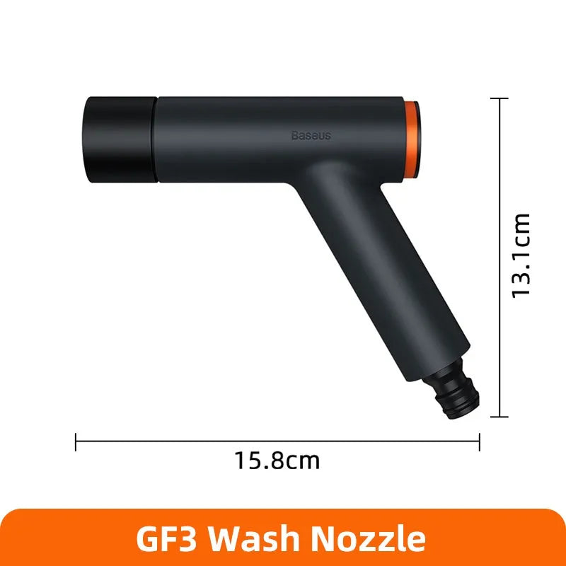 Car washing gun with universal joint and telescopic TPE polyester water pipe in 2.5m, 5m, or 10m lengths