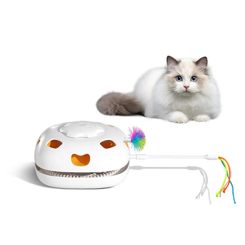 Plastic cat teaser toy measuring 19.8cm long with compact design for independent feline play