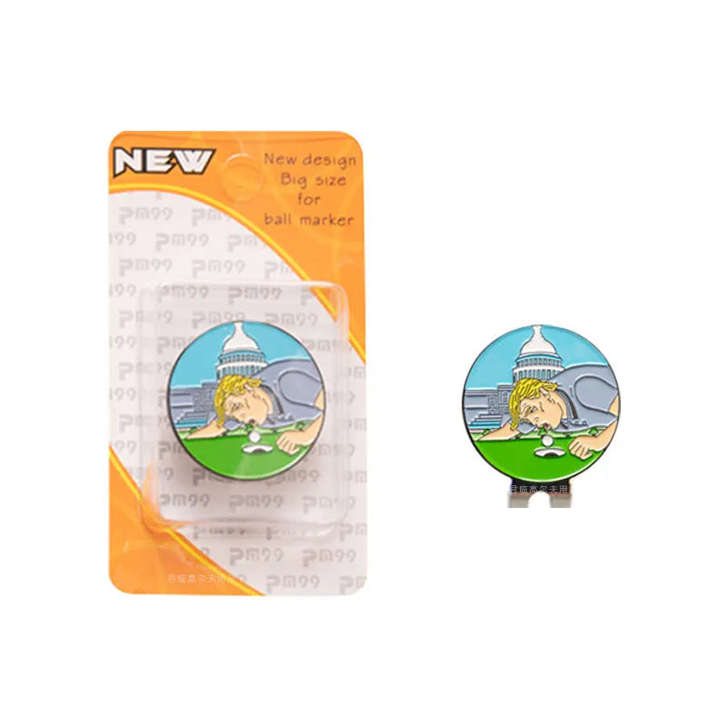 Zinc alloy golf hat clip with Dragon Year design, 3.5cm diameter, on golf hat