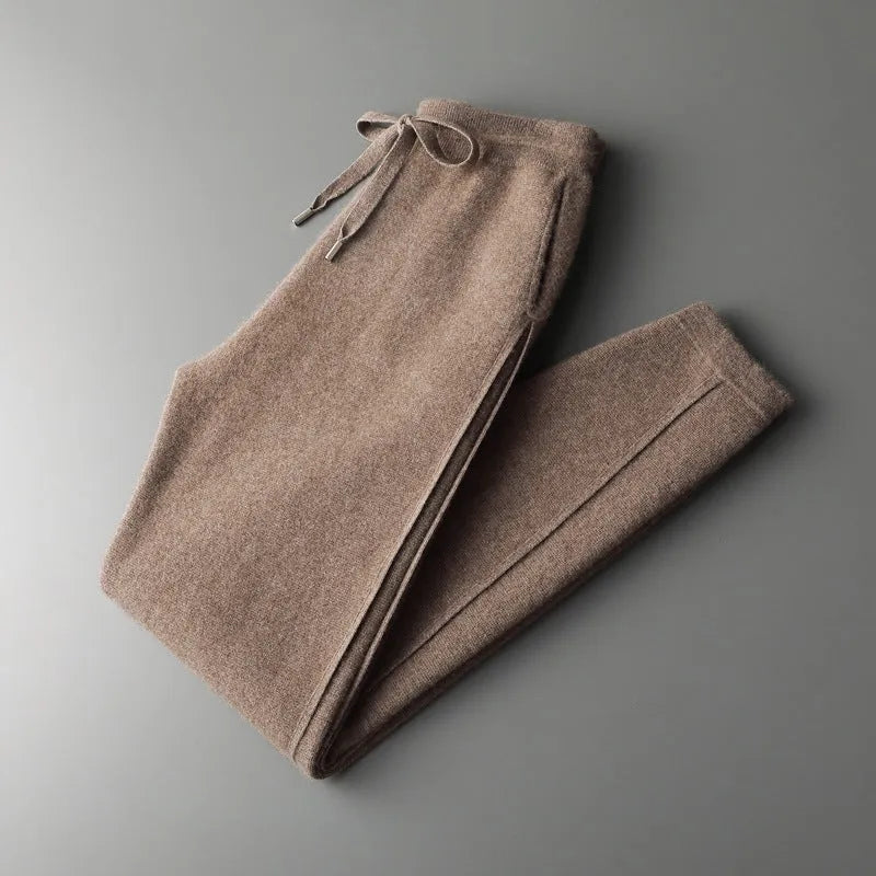 Four flat split thickening wear-resistant casual pants, straight leg mid waist, cashmere, camel light gray dark camel gray blue