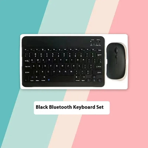 10-inch Bluetooth keyboard and mouse set in black colour with USB linker and battery