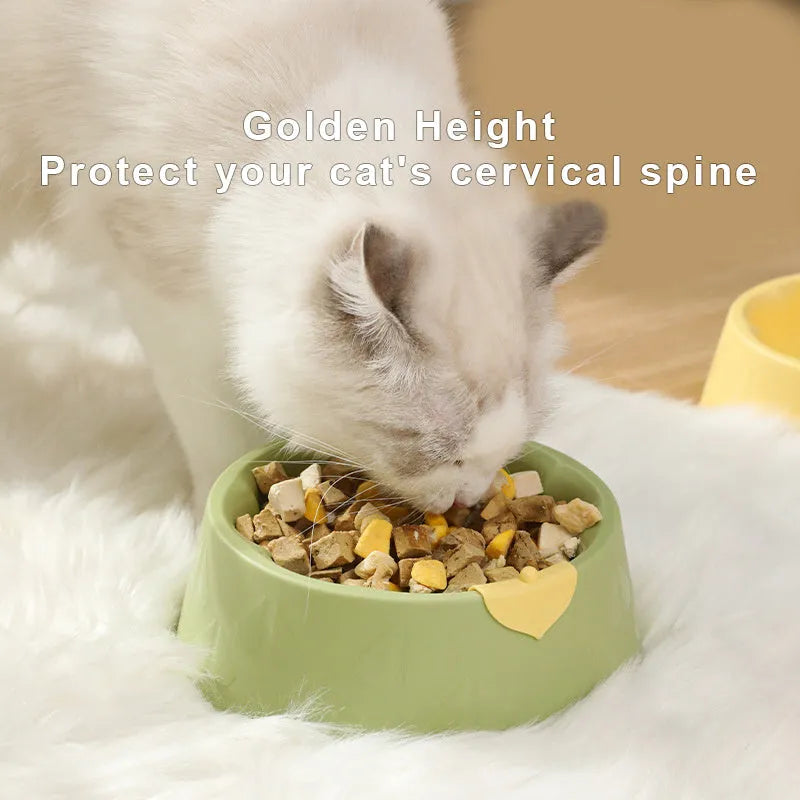 Flower-shaped green plastic double pet bowl for cat and dog food and water on a white surface.