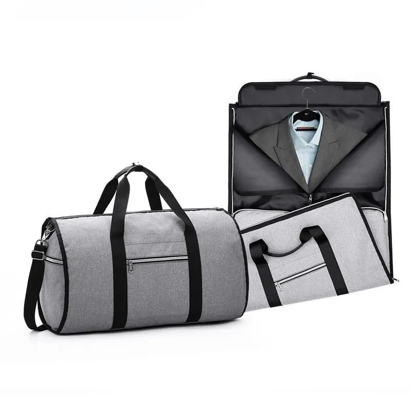 Cylinder travel bag in black with zipper pocket and waterproof Oxford cloth material