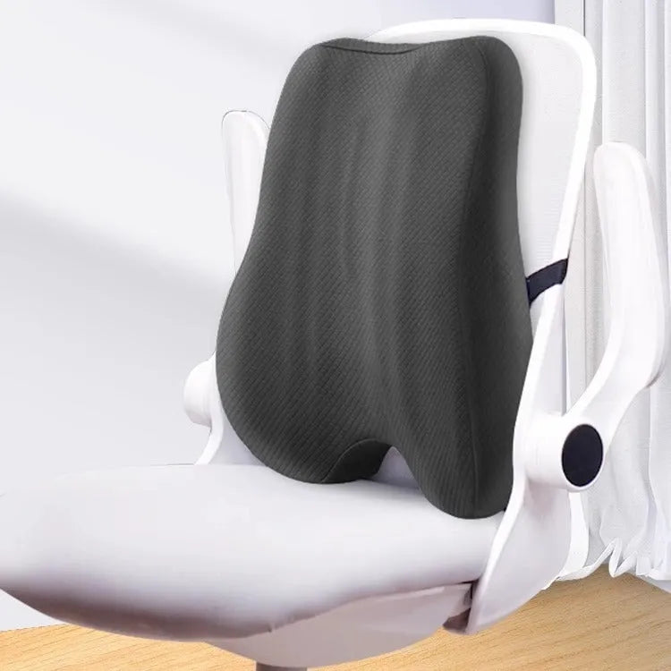 Office lumbar support cushion measuring 40x40x8cm in grey, navy blue, and pink colour options