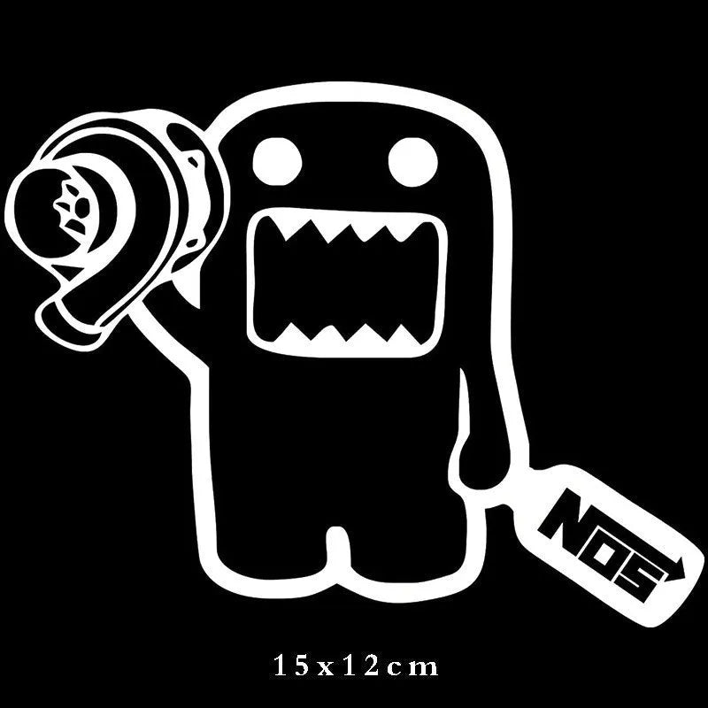 15x12cm black and white cartoon automobile sticker on vehicle surface