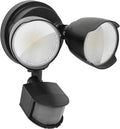 White or black LED security flood light with motion sensor for outdoor use