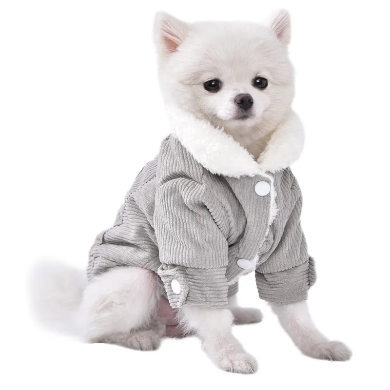 Lambswool grey dog vest with fleece padding for autumn and winter warmth