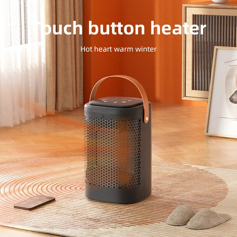 Hot and cold air heating radiator with touch screen display showing temperature settings and timer function