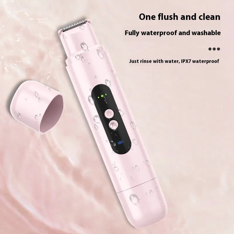 Pink and white portable electric armpit hair trimmer with floating blade body depilator
