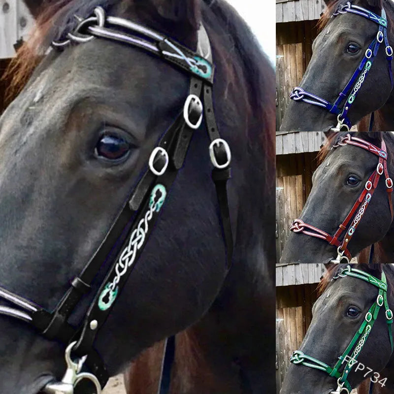 PU horse bridle with reins, size M, universal fit, shown for equestrian and cycling use
