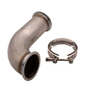 Stainless steel V-shaped clamp pipe and foot downpipe plumbing fitting.