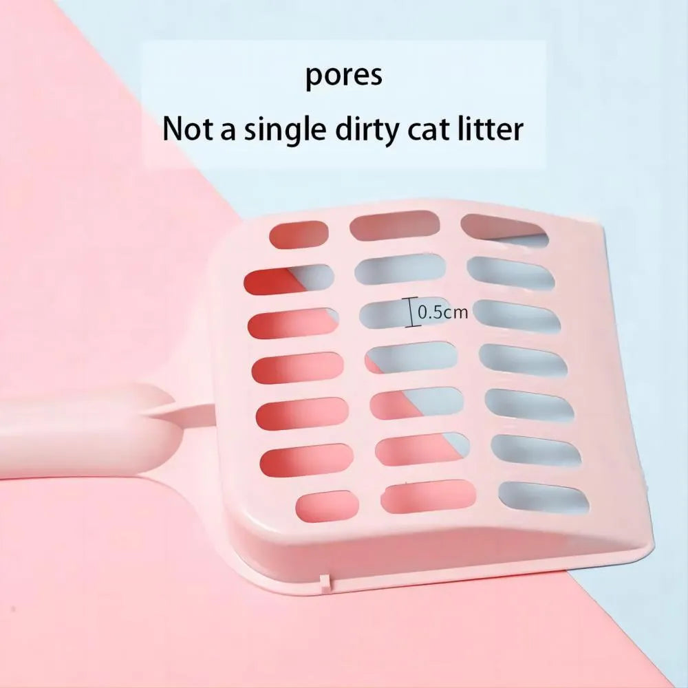 Blue plastic cat litter scoop showing 20cm length and 9cm width dimensions for cleaning litter trays