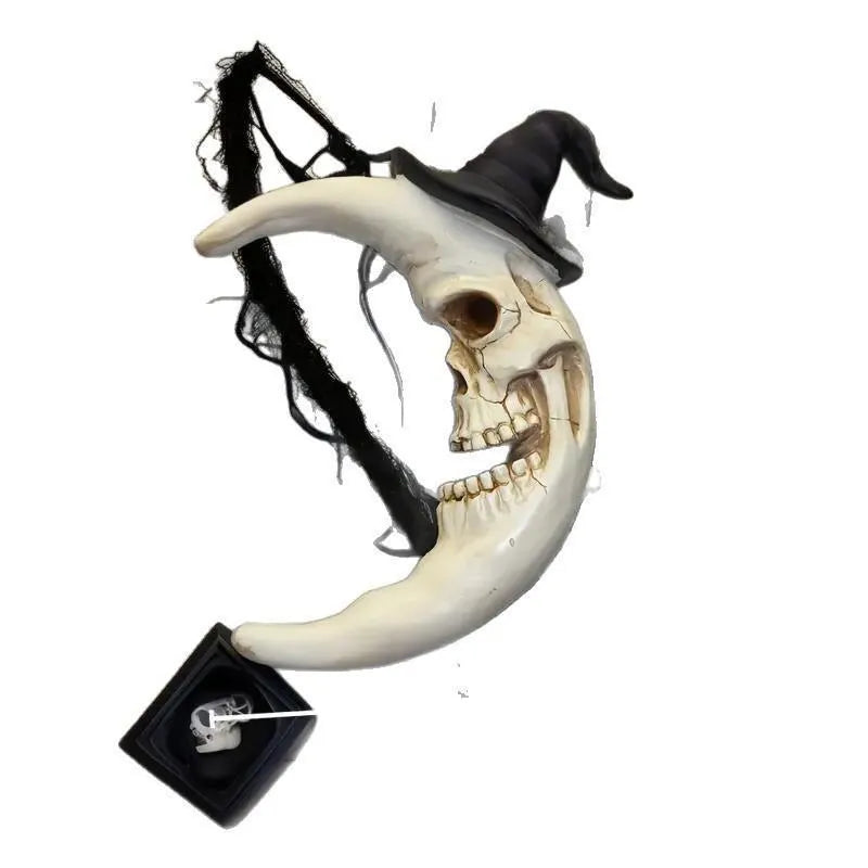Moon Skull resin Halloween ornament, modern simplicity style, approximately 24 x 7 x 26.5 cm