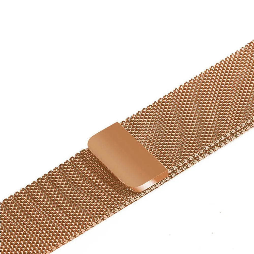 Stainless steel watch strap showing 220mm length with buckle, available in 22mm and 24mm widths for 38mm and 42mm watches