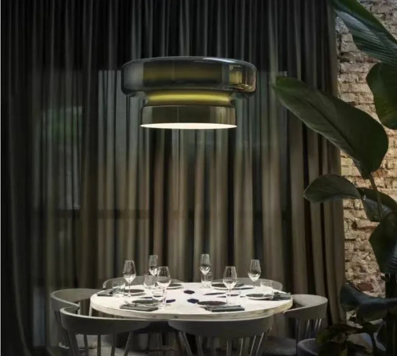 Modern glass chandelier ceiling light with 36cm square dimensions
