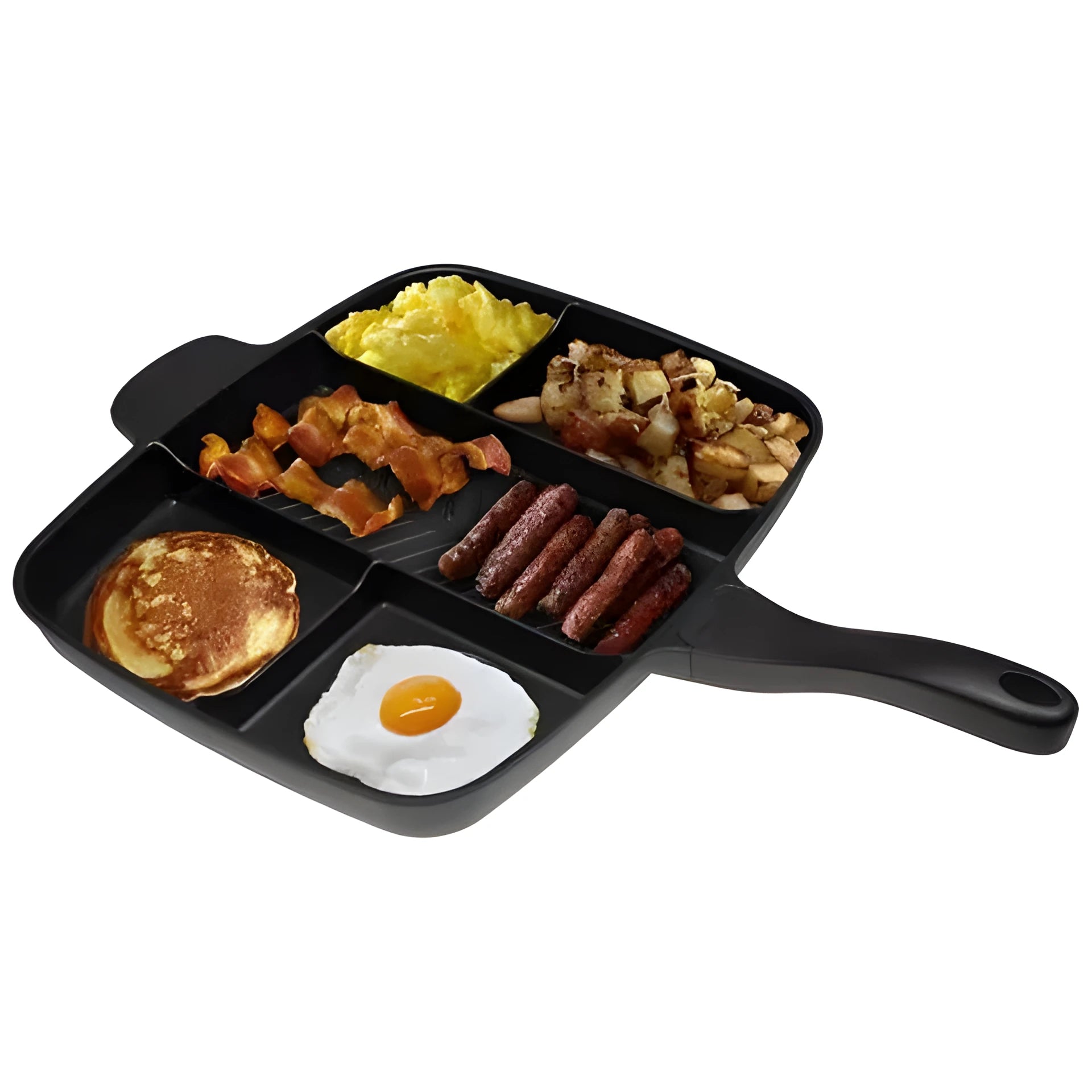 Large rectangular MasterPan 5-in-1 non-stick frying pan bakeware on a kitchen counter.