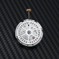 8215 automatic watch movement replacement with silver stainless steel construction showing 25mm diameter