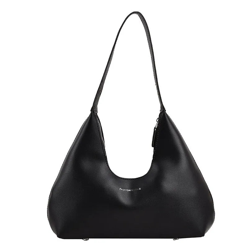 PU leather retro shoulder handbag in pillow shape with stitching details and single strap
