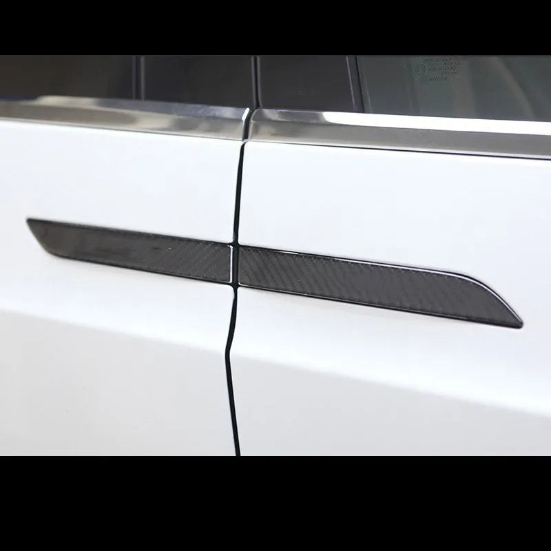 Carbon fibre door handle patches for Tesla Model S, set of four with adhesive backing for scratch protection