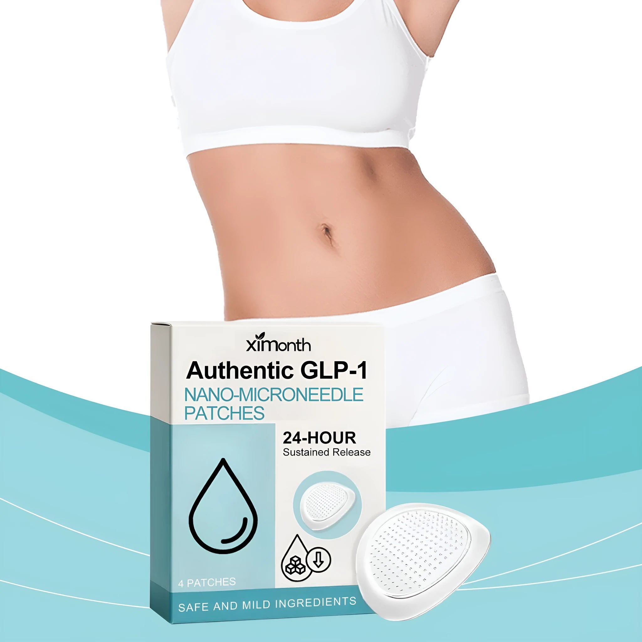 Pack of four slimming microneedle adhesive patches for body skin firming