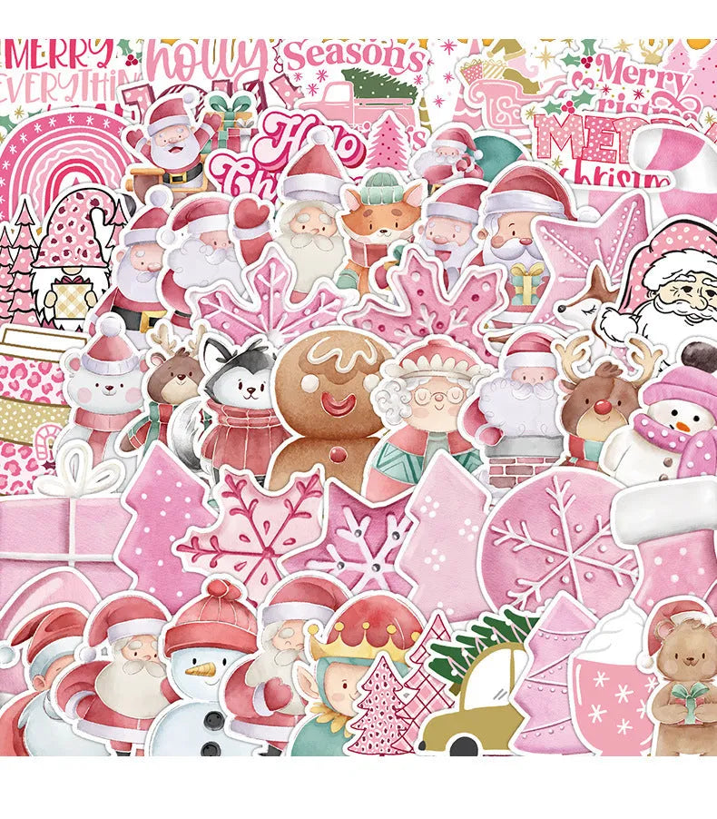Waterproof Christmas decoration sticker set with 50 cute holiday designs for cars and devices