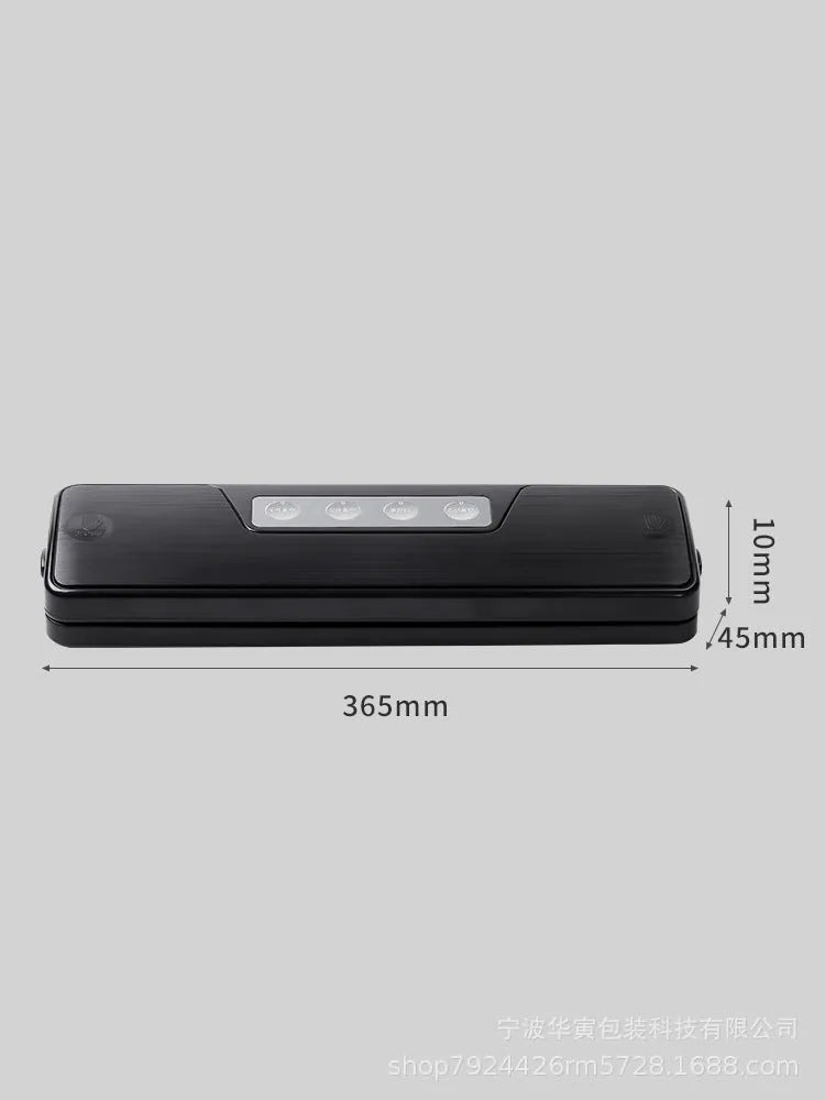 Black automatic vacuum sealer machine for household food preservation with compact design