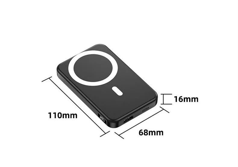Ultra-thin wireless magnetic power bank for iPhone fast charging in black blue white colours