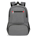 Light grey Oxford cloth backpack with curved shoulder straps showing sewing line details and dry-wet separation compartments