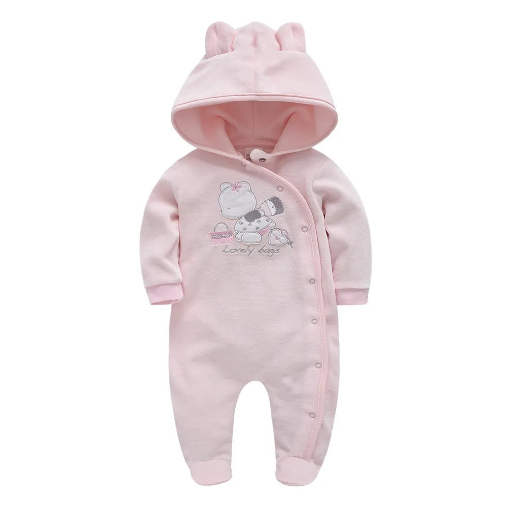 Cotton newborn one-piece romper, long sleeve, light blue and light pink, sizes 0-3M to 12-18M