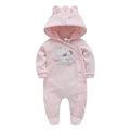 Cotton newborn one-piece romper, long sleeve, light blue and light pink, sizes 0-3M to 12-18M