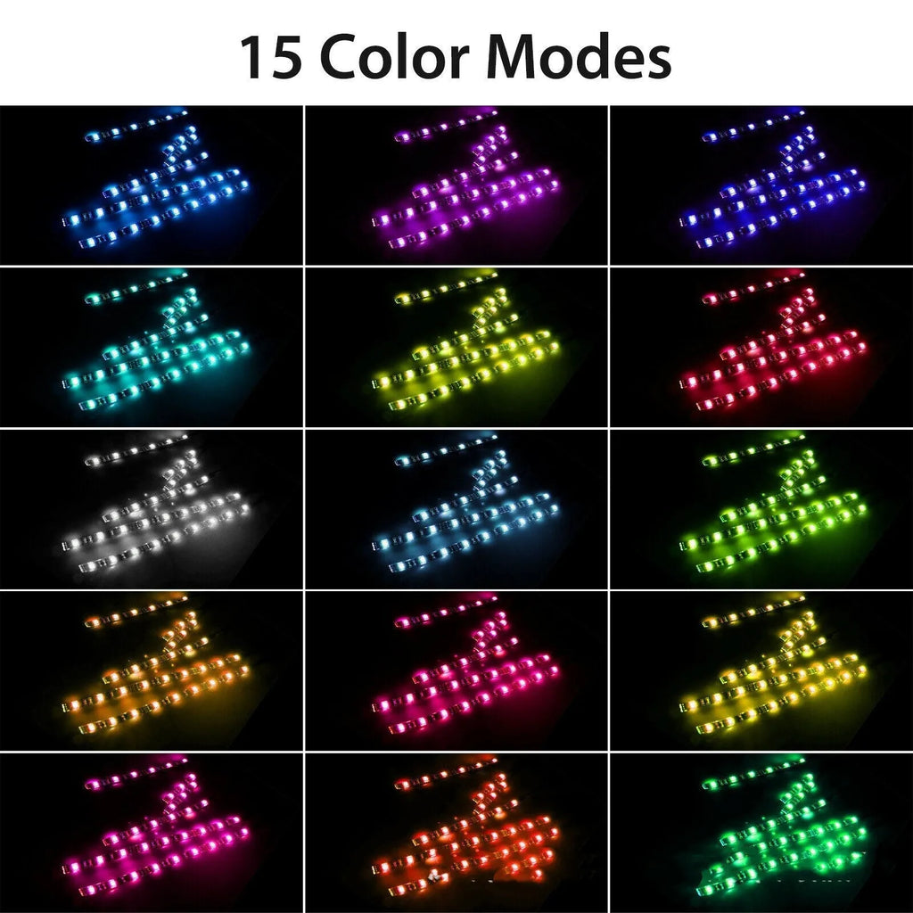 Motorcycle modified RGB light bar LED car atmosphere light with wireless remote and silicone construction