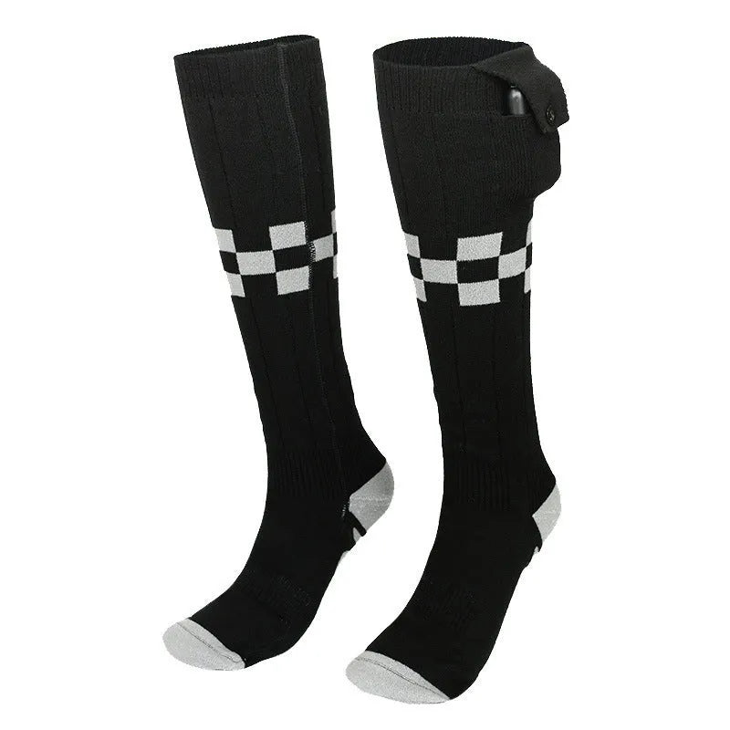 Smart app controlled heated socks with USB charging cable and battery pack