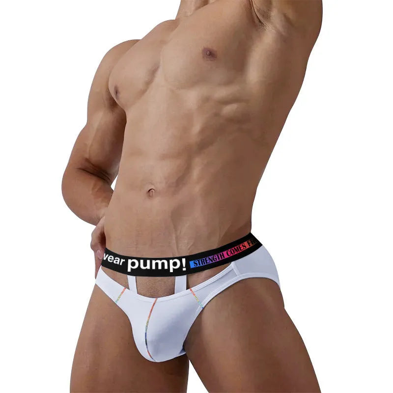 Men's modal briefs in black colour showing low-rise waist design and solid colour construction