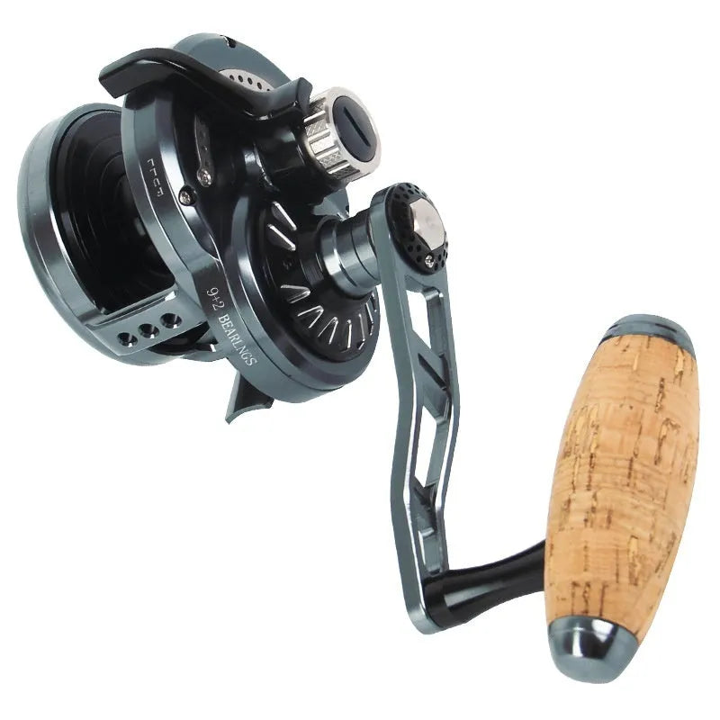 Portable fishing line wrapping device with composite fibre construction and cable winder design