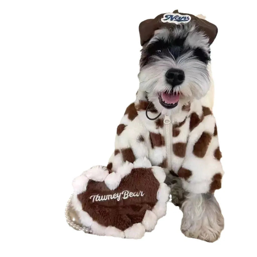Polyester warm coat for small dogs in pink or brown, sizes XS to 2XL, British style design