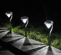 Solar powered garden diamond light with adjustable angle and IP55 waterproof rating for outdoor use