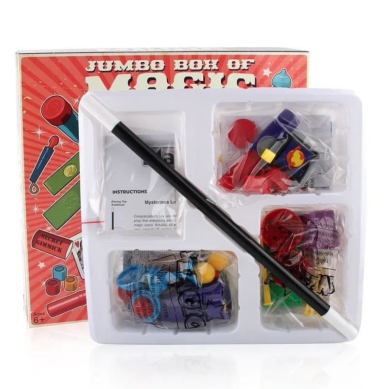 Purple and Red plastic magic toy prop set for children aged 3-7 in carton box