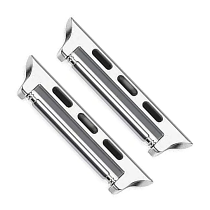 Stainless steel Apple Watch strap connector in black, rose gold, silver, gold or Starlight, 14–24 mm lug width.