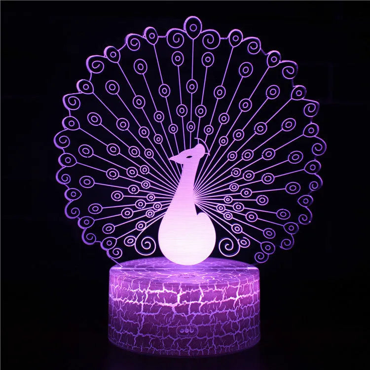 Acrylic 3D small night USB table lamp with 4mm light guide plate on 9.5x4cm base in colourful options