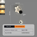 Five-pointed star shaped children's bedside wall lamp with cloud and star motifs in black finish