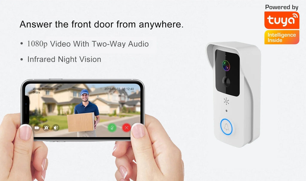 Waterproof smart home visual doorbell with HD remote intercom and APP notifications for security
