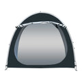 Black outdoor bicycle storage tent showing roof-style design suitable for 2-3 bicycles