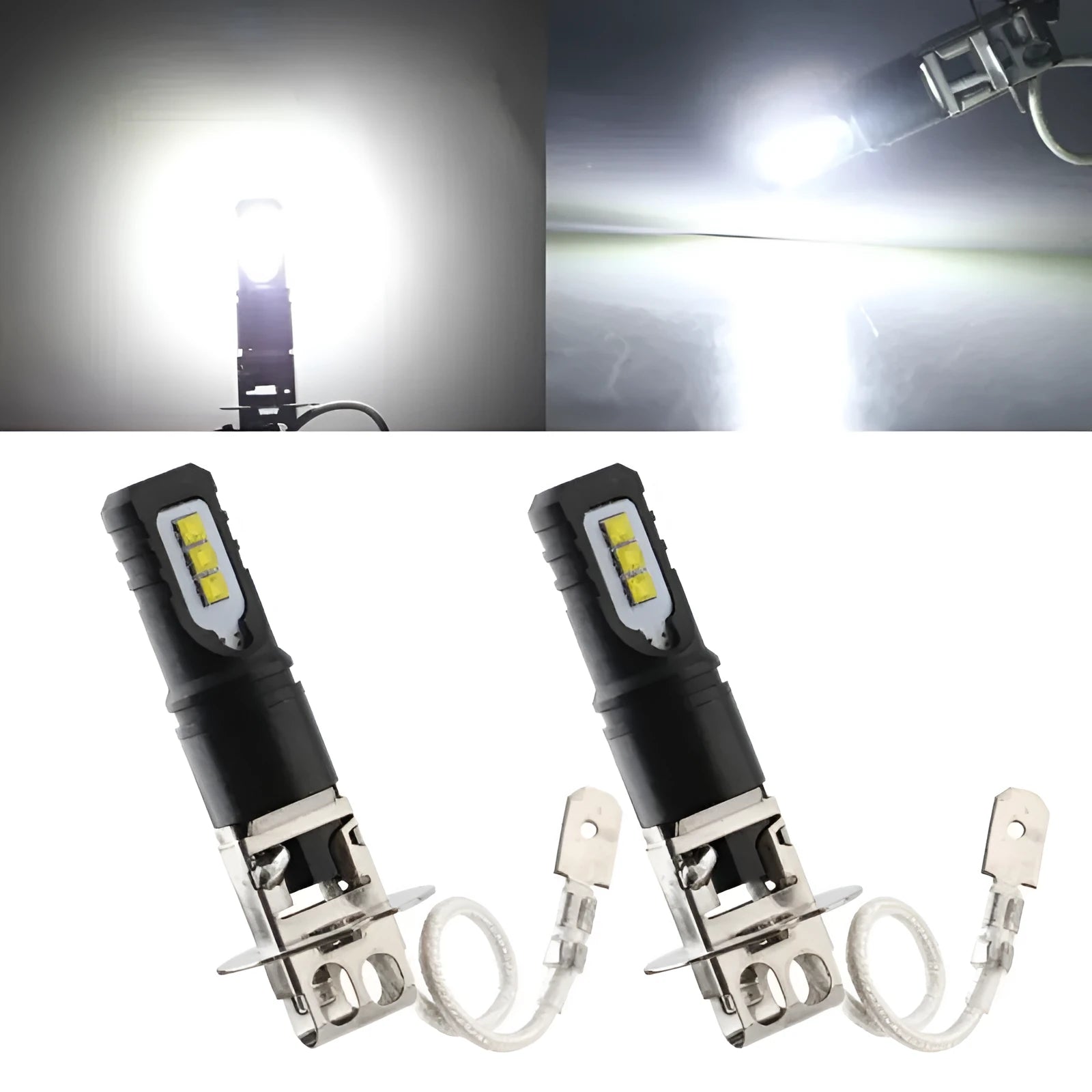 Aluminium alloy car fog lamp with white light for H1/H3 vehicles measuring 5.5cm diameter