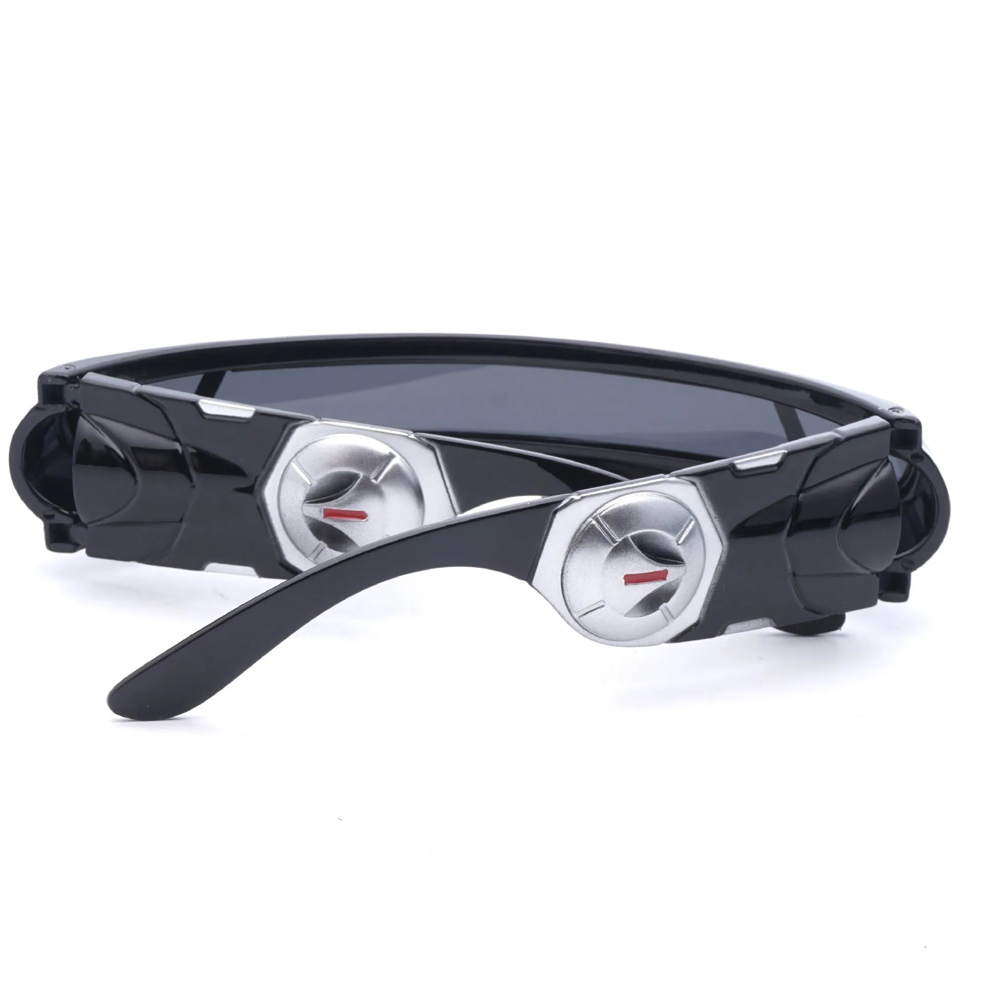 Polarised sports sunglasses with black frame and blue mercury lenses, full rim PC construction