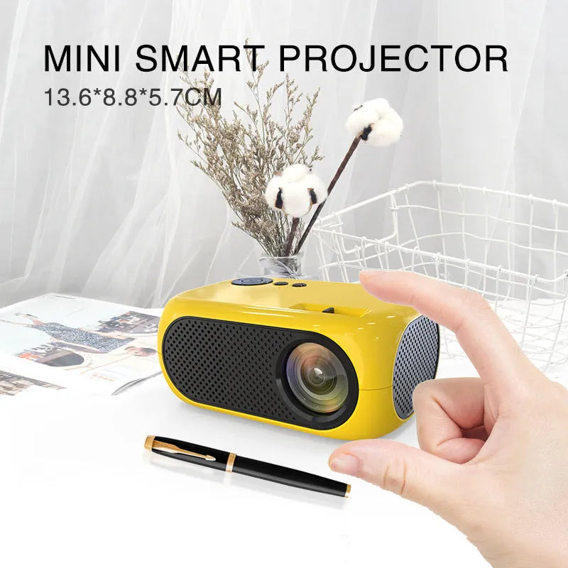 M24 micro mini projector in gold or white colour with 640x360P resolution and compact 190mm size