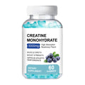 Sealed pack of Creatine Monohydrate Gummies showing 60 pieces inside, with cold storage icon.